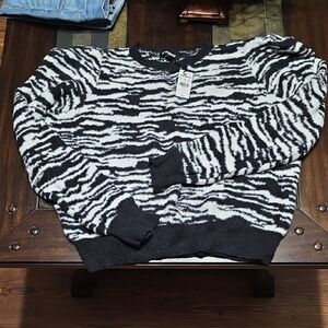 Express Black and White Zebra Print Sweater